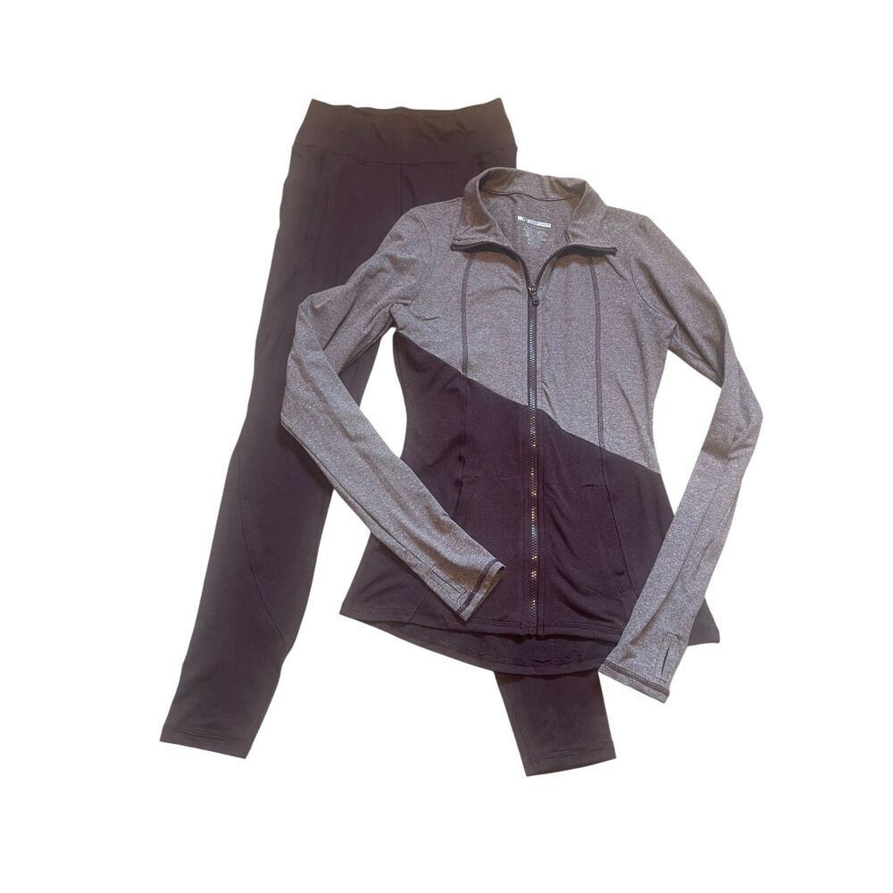 Nova Sport Plum Grey Colorblock Zip Jacket & Leggings Set S
